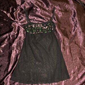 Diesel Black & Green Mesh Dress / Fishnet Lingerie Babydoll Top